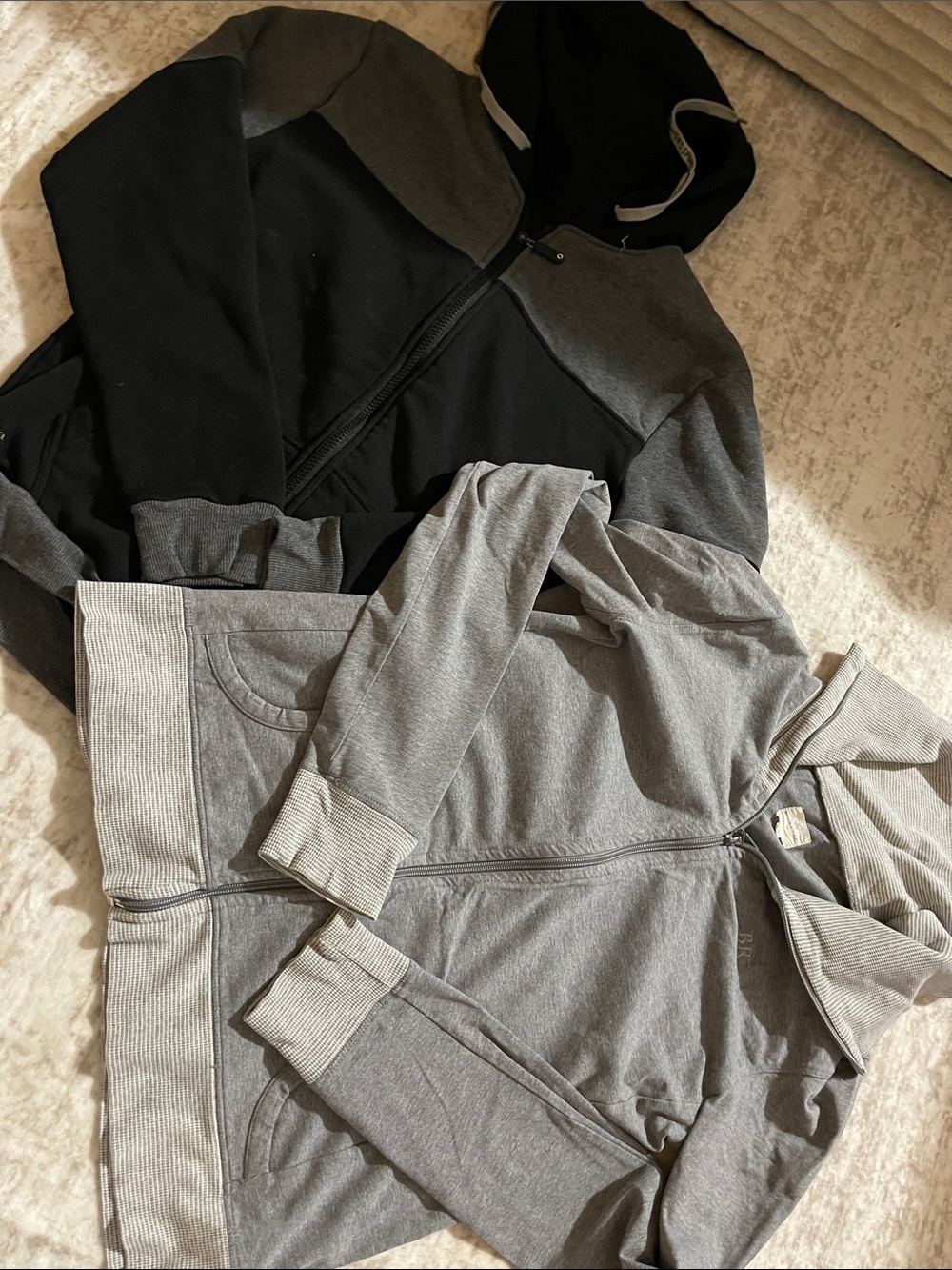 Banana Republic Black and Gray Zip-Up Hoodies (Pair)